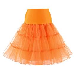 Linghe 50s Vintage Rockabilly Wedding Hoopless Short Petticoat Crinoline Underskirt Tutu Skirt Plus Size (orange, M) von Linghe