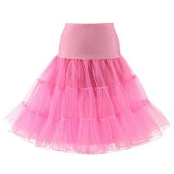 Linghe 50s Vintage Rockabilly Wedding Hoopless Short Petticoat Crinoline Underskirt Tutu Skirt Plus Size (rose2, S) von Linghe