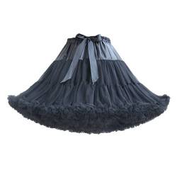 Linghe Damen Elastische Taille Tüll Petticoat Tutu Party Mehrschichtiger Puffy Cosplay Rock Unterrock (Schwarz) von Linghe
