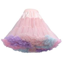 Linghe Damen Petticoat Rosa Regenbogenwolken Lolita Weiche Gaze Siebenfarbiger Petticoat von Linghe