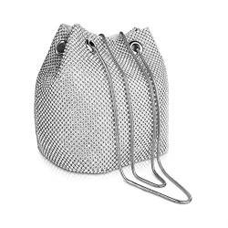 Beuteltasche mit Strass für Damen, Abend-Damen-Geldbörse, Party, Abschlussball, Hochzeit, Umhängetasche, Schultertasche (Silber) von Linkidea