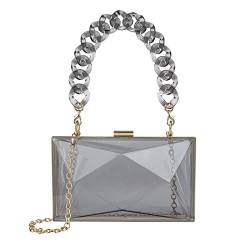 Linkidea Rhombus-Handtasche aus Acryl, für Abendveranstaltungen, Clutch, Schultertasche, Handtasche für Frauen (transparent – grau) von Linkidea