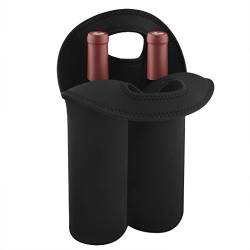 Linkidea Wein Reisetasche & Kühltasche, 2 Flaschen Wein Tragetasche Picknick Kühler, Zwei Flaschen Wasser Getränke Bier Isolierte Neopren Handtasche für Reisen mit sicherem Tragegriff von Linkidea