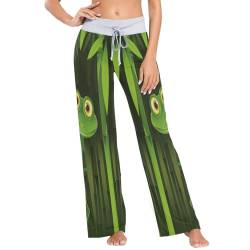 Linomo Damen Pyjamahose Lustig Frosch Grün Loungehose Schlafanzughose Freizeithose YogaHose Weites Bein Hose von Linomo
