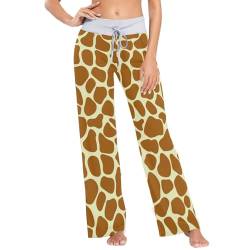 Linomo Damen Pyjamahose Tier Giraffe Druck Loungehose Schlafanzughose Freizeithose YogaHose Weites Bein Hose von Linomo