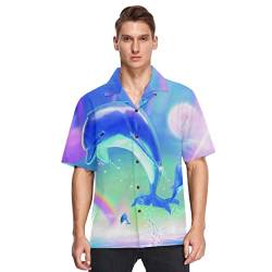 Linomo Hawaii-Hemden für Herren, süße Delfin-Strandhemden, Sommerhemden, Button-Down, kurzärmelig, mehrfarbig, M von Linomo