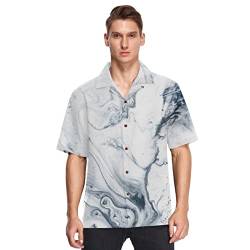 Linomo Hawaii-Hemden für Herren Abstrakt Schwarz Marmor Weiß Strandhemden Sommerhemden Button Down Kurzarm Kurzarm, mehrfarbig, XL von Linomo