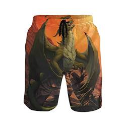 Linomo Herren Badehose Fantasie Tier Drachen schnelltrocknende Strandshorts Boardshorts Beachshorts Trainingshose Schwimmhose für Männer von Linomo