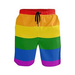 Linomo Herren Badehose LGBT Fröhlich Stolz Regenbogen Frieden Liebe schnelltrocknende Strandshorts Boardshorts Beachshorts Trainingshose Schwimmhose für Männer von Linomo