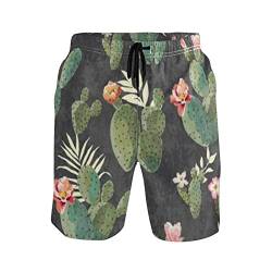 Linomo Herren Badehose Tropisch Kaktus Kakteen schnelltrocknende Strandshorts Boardshorts Beachshorts Trainingshose Schwimmhose für Männer von Linomo