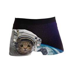 Linomo Herren Boxershorts Astronaut Katze Tier Unterhosen Männer Herren Unterwäsche für Männer von Linomo