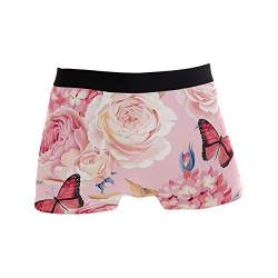 Linomo Herren Boxershorts Blumen Schmetterling Blume Unterhosen Männer Herren Unterwäsche für Männer von Linomo