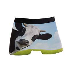 Linomo Herren Boxershorts Süß Tier Milch Kuh Vieh Gesicht Unterhosen Männer Herren Unterwäsche für Männer von Linomo