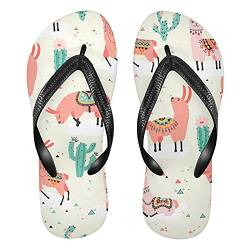 Linomo Herren Damen Zehentrenner Jahrgang Lama Kakteen Alpaka Flip Flops Badelatschen Casual Sandalen Sommer Strand Hausschuhe von Linomo