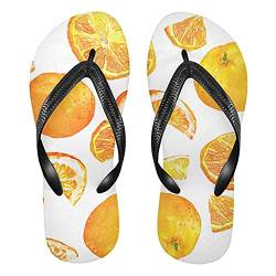 Linomo Herren Damen Zehentrenner Obst Orange Muster Flip Flops Badelatschen Casual Sandalen Sommer Strand Hausschuhe von Linomo