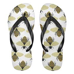 Linomo Herren Damen Zehentrenner Süß Biene Muster Flip Flops Badelatschen Casual Sandalen Sommer Strand Hausschuhe von Linomo