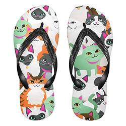 Linomo Herren Damen Zehentrenner Süß Karikatur Tier Katze Flip Flops Badelatschen Casual Sandalen Sommer Strand Hausschuhe von Linomo