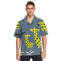 Linomo Herren Hawaiihemd, Süß Giraffe Muster Freizeithemden Button Down Casual Kurzarm Hawaiihemd Sommer Aloha Strand Hemden Beilaufig Hawaii Hemd von Linomo