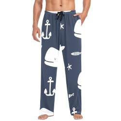 Linomo Herren Pyjamahose Ozean Meer Wal Anker Pyjama Loungewear 100% Baumwolle Pyjama Hose Nachtwäsche PJs Hosen für Männer Jungen, mehrfarbig, XL von Linomo