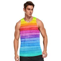 Linomo Herren Tank Top Bunt Regenbogen Sommer Ärmellose Sportshirt Gym Fitness Sport Weste Muskelshirts T-Shirts von Linomo