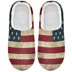 Linomo Jahrgang USA Amerikanisch Flagge Hausschuhe für Unisex Damen Männer Hausschuhe Wärme Drinnen Hausschuhe Schlafzimmer Schuh von Linomo