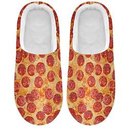 Linomo Jahrgang Wurst Pizza Hausschuhe für Unisex Damen Männer Hausschuhe Wärme Drinnen Hausschuhe Schlafzimmer Schuh von Linomo