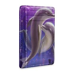 Linomo Kartenhüllen aus dünnem Leder Geldscheinklammer Ozean Meer Tier Delphin Geldbörsen RFID-Blockierung für Männer und Frauen von Linomo