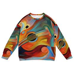 Linomo Kids Sweatshirt Galaxis Musik Musical Geige Langarmshirts Kinder Langarm Tops Rundhals T-Shirt Pullover für Jungen Mädchen von Linomo