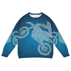 Linomo Kids Sweatshirt Geometrisch Motorrad Langarmshirts Kinder Langarm Tops Rundhals T-Shirt Pullover für Jungen Mädchen von Linomo