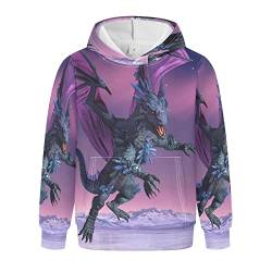 Linomo Kinder Kapuzenpullover Fantasie Drachen Hoodie Sweatshirt Pullover Hooded Hoody mit Kängurutasche für 4-10 Jahre Jungen Mädchen von Linomo