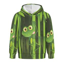 Linomo Kinder Kapuzenpullover Lustig Frosch Grün Hoodie Sweatshirt Pullover Hooded Hoody mit Kängurutasche für 4-10 Jahre Jungen Mädchen von Linomo