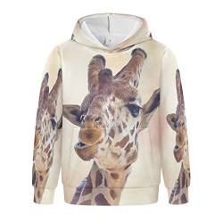 Linomo Kinder Kapuzenpullover Lustig Giraffe Gesicht Hoodie Sweatshirt Pullover Hooded Hoody mit Kängurutasche für 4-10 Jahre Jungen Mädchen von Linomo