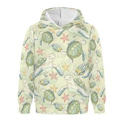 Linomo Kinder Kapuzenpullover Meer Fisch Schildkröte Seestern Hoodie Sweatshirt Pullover Hooded Hoody mit Kängurutasche für 4-10 Jahre Jungen Mädchen von Linomo