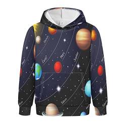 Linomo Kinder Kapuzenpullover Pädagogisch äußere Weltraum Universum Planet Hoodie Sweatshirt Pullover Hooded Hoody mit Kängurutasche für 4-10 Jahre Jungen Mädchen von Linomo