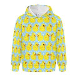 Linomo Kinder Kapuzenpullover Süß Gelb Ente Hoodie Sweatshirt Pullover Hooded Hoody mit Kängurutasche für 4-10 Jahre Jungen Mädchen von Linomo