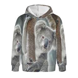 Linomo Kinder Kapuzenpullover Süß Tier Koala Hoodie Sweatshirt Pullover Hooded Hoody mit Kängurutasche für 4-10 Jahre Jungen Mädchen von Linomo