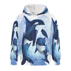 Linomo Kinder Kapuzenpullover Süß Wal Hoodie Sweatshirt Pullover Hooded Hoody mit Kängurutasche für 4-10 Jahre Jungen Mädchen von Linomo