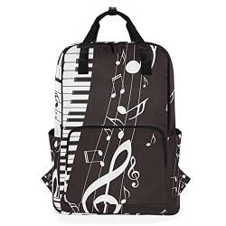 Linomo Musik Note Musical Klavier Rucksack Daypacks Schultertasche Büchertasche Laptop Computerrucksack Umhängetasche Reisen Schulrucksack für Damen Herren Kinder Teenager von Linomo