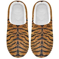 Linomo Tropisch Tier Tiger Druck Hausschuhe für Unisex Damen Männer Hausschuhe Wärme Drinnen Hausschuhe Schlafzimmer Schuh von Linomo