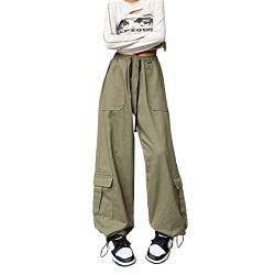 Linsennia Cargohose Damen Baggy Y2k Cargo Parachute Pants Weite Teenager Mädchen High Waist Streetwear Harajuku Goth von Linsennia