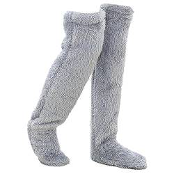 Snugglepaws Socken-Hausschuhe | Plüsch Kniestrümpfe Damen Pantoffel Overknee Socken Für Frauen Männer Über Knie Hoch Fuzzy Socken Winter Home Schlafen Socken von Linsition