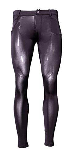 LinvMe Herren Leggings Reißverschluss Weich Strumpfhosen Sportarten Schwarz XXL von LinvMe