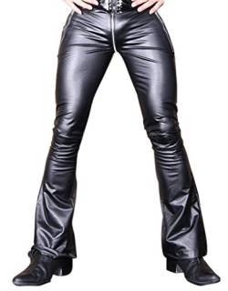 LinvMe Herren Modische PU Hose Gothic Slim Hosen Schwarz L von LinvMe