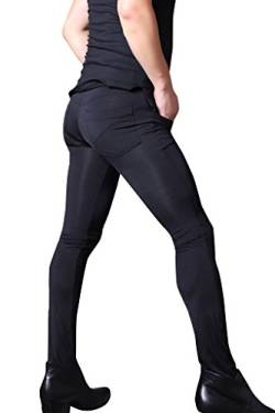 LinvMe Herren Sexy Dünne Hose Elastische Legging Oberschenkel Ice Seide Hosen Schwarz L von LinvMe