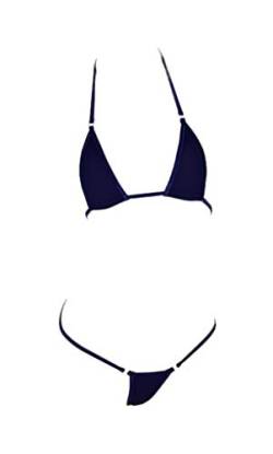 LinvMe Mikro Bikini-Set für Damen, extrem sexy, heiße Seide, Mini Tanga Bademode, Dunkelblau, Einheitsgröße von LinvMe