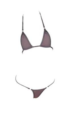LinvMe Mikro Bikini-Set für Damen, extrem sexy, heiße Seide, Mini Tanga Bademode, Grau, Einheitsgröße von LinvMe