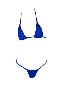 LinvMe Mikro Bikini-Set für Damen, extrem sexy, heiße Seide, Mini Tanga Bademode, Königsblau, Einheitsgröße von LinvMe