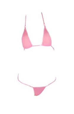 LinvMe Mikro Bikini-Set für Damen, extrem sexy, heiße Seide, Mini Tanga Bademode, Pink, Einheitsgröße von LinvMe