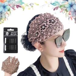 2024 Women's Floral Lace Headwrap, Pearl Embedded Floral Lace Headband Kerchief, Lace Headbands for Women, High Elastic Mesh Headwrap Spring Summer Elegant Hair Accessories (Pink-A) von Liocwocne