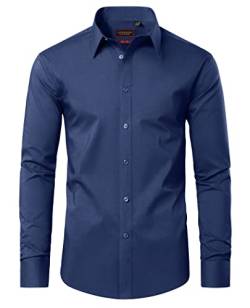 Lion Nardo Hemden für Herren, langärmelig, normale Passform, lässige Button-Down-Shirts, Baumwollhemden, Marineblau, XL von Lion Nardo